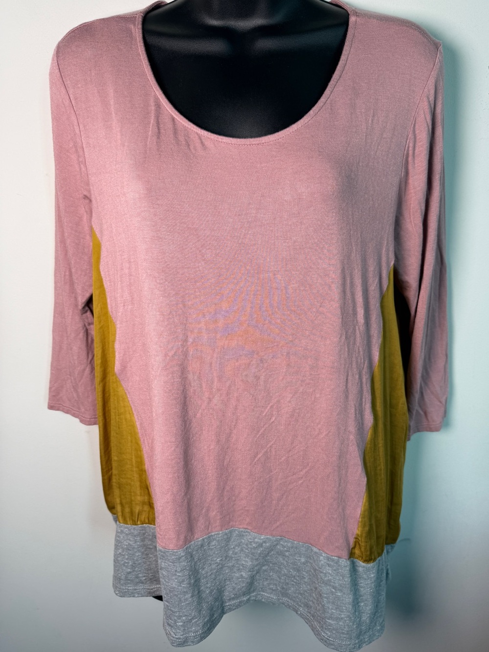 Dolan Left Coast Collection Colorblock Top Mauve Olive Gray Sz M
